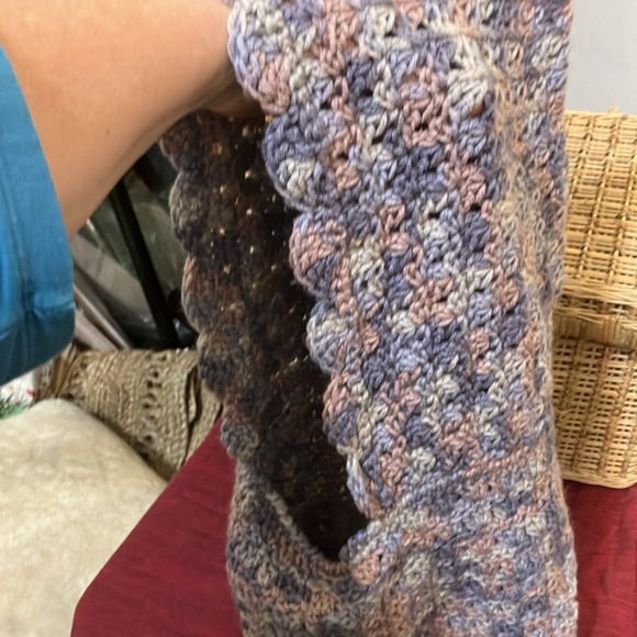 Women’s crochet hood balaclava hooded scarf handmade head covering purple hat - Picture 3 of 6